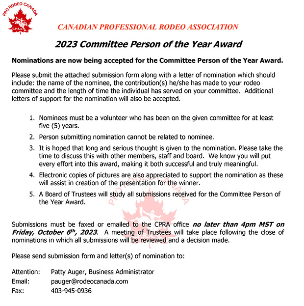 2023 CPRA Committee Person of the Year